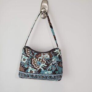 Vera Bradley Small Shoulder Bag Purse Java Blue Turquoise & Brown Retired